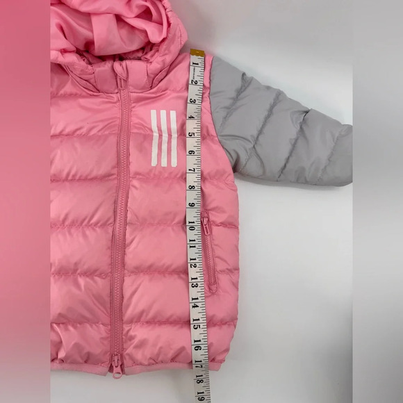 Adidas Girl Pink Puffer Jacket 9-12 Months - Picture 5 of 6